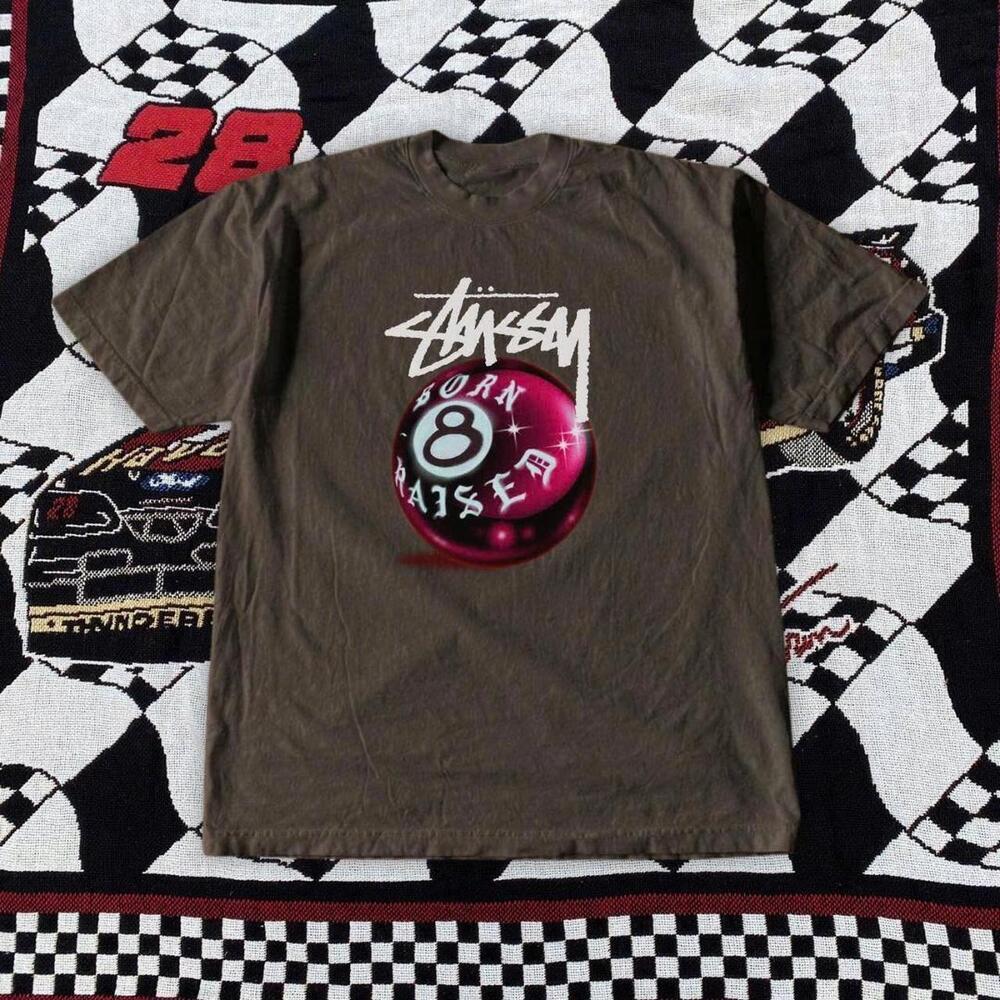 Brown StSsy Born Raised Billiards T-Shirt